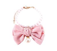 Elegant Cat Pearl Collar with Bow Tie - Adjustable Necklace for Indoor Cats and Small Dogs Stylish and Comfortable Design (A, One Size)