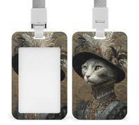Elegant Cat Wearing Victorian Dress Hat ID Badge Holder Retractable Clip Card Holder Card Protector Name Badge Name Tag for Work Office Doctor Nurse