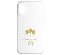 Elegant Celebrating Sixty Balloon Design Case for iPhone 16 Plus
