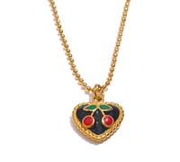 Elegant Charm Heart Cherrys Pendant Necklace With Sturdy Stainless Steel For Long Time Use And Comfortable Wear Romance Jewelry For Women