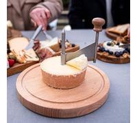 Elegant Cheese Curler Wheel With Lid, European Oak Base And Stainless Steel Blade, For Creating Decorative Cheese Curls And Flowers