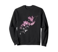 Elegant Cherry Blossom Line Art Pink Sakura Branch Floral Sweatshirt