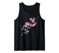 Elegant Cherry Blossom Line Art Pink Sakura Branch Floral Tank Top