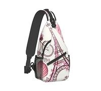 Elegant Chest Cross Body Bag Compatible with Pink Paris Eiffel Tower Sling Shoulder Backpack for Women, Adjustable and Comfortable Gym Sack, Anti Theft Cycling Traveling Hiking Daypack