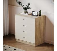 ELEGANT Chest of Draws for Bedroom Modern High Gloss 4 Spacious Drawer Chest with Metal Handles for Bedroom or Home Storage Organizer, CREAM/OAK