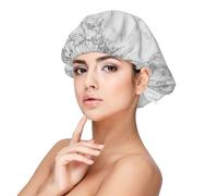 Elegant Chic White Gray Silver Glitter Marble,Adult's Satin Sleeping Cap - Women's Elastic Sleep Bonnet, Adjustable Overnight Hair Cover