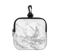 Elegant Chic White Gray Silver Glitter Marble, Square Zipper Storage Bag, Neoprene Coin Purse, Small Wallets, Change Pouch, Change Purse