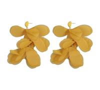 Elegant Chiffons Floral Earrings Colorful Beaded Piercing Dangle Earrings Retro Fashion Accessories For Women Girls Yellow Floral
