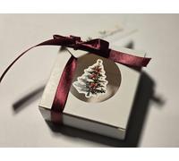Elegant Christmas Favour Boxes with Tree Design, Gift Box, Red Satin Ribbon and Merry Christmas Tags, Party Supplies, Table Place Setting Decoration, 8 Pack