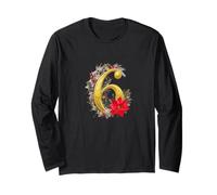 Elegant Christmas Number 6 Floral Design Long Sleeve T-Shirt