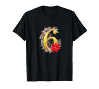 Elegant Christmas Number 6 Floral Design T-Shirt
