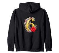 Elegant Christmas Number 6 Floral Design Zip Hoodie