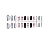 Elegant Christmas Press On Nails Glittering French Tip Long Square Glossy Stick On Nails Acrylic Artificial False Nails
