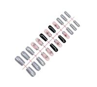 Elegant Christmas Press On Nails Glittering French Tip Long Square Glossy Stick On Nails Acrylic Artificial False Nails
