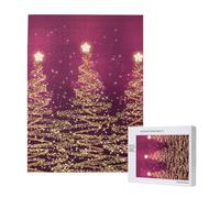 Elegant Christmas Sparkling Trees Pink Purple,500 Pieces Wooden Jigsaw Family Game Jigsaw Puzzles for Adults Teens