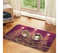 Elegant Christmas Sparkling Trees Pink Purple,Waterproof Pet Feeding Mat,PU Leather Placemats for Cat Dog Water Bowl,Food Mats,30x45cm