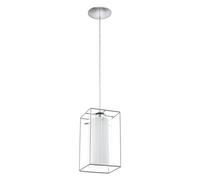 Elegant Chrome Plated Pendant Ceiling Light With Clear Satin Glass Shade