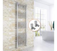 ELEGANT Chrome Straight Towel Radiator Bathroom Heated Towel Rail Radiators with Angled Radiator Valves 1800 x 500 mm