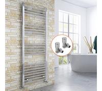 ELEGANT Chrome Straight Towel Radiator Bathroom Heated Towel Rail Radiators with Angled Radiator Valves 1600 x 600 mm