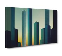 Elegant City Skyline Architecture Canvas Print | Gallery Wrapped 30mm Frame Wall Art | 30x20 inches | Ready to Hang | Contemporary Cityscape Picture | Living Room Bedroom Lounge Office