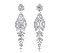 Elegant Classic Crystal Hollow Dangle Long Earrings Gorgeous Charming Gemstone Wedding Party Statement Dress Jewelry Decoration For Women Girl Colour Name:Gold