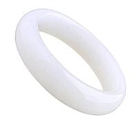 Elegant Classical Jade Bangle for Women Girls Chinese Natural White Jade Handcrafted Good Luck Jewelry with Box, 54-64mm,60mm