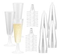 Elegant Clear Plastic Champagne Flutes, 150ml/5 OZ Reusable Toasting Glasses, Reusable Stemmed Party Wine Cups Cocktail Prosecco Glasses for Weddings,Birthday,Christmas,BBQ (Transparent 10Pcs)