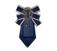 Elegant Clip on Bow Tie Brooch Pre-Tied Gothic Crystal Bow Necktie Pin British Academy Style Bowknot for Men & Women JK Uniform Shirt Wedding Prom Cosplay Casual School Formal Accessories