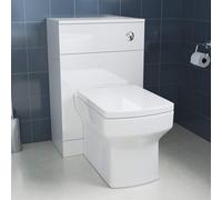 ELEGANT Close Coupled 2 Pieces Ceramic Toilet Suits, High Gloss 300mm Square Shaped Toilet + Concealed Cistern WC Unit，Soft Close Seat for Bathroom, White