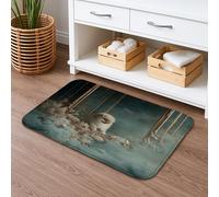 Elegant Cloudy Pomeranian Bath Mat, Vintage Dreamy Animal Design Absorbent Non Slip Shower Rug, Winter Memory Foam Washable Mats for Bathroom Toilet Restroom Decorative 16x24 Inch