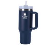Elegant coffee 40oz Stainless Steel Travel Mug with Spill Proof Lid & Straw - Double Wall Vacuum Insulated Tumbler Keeps Drinks Hot for 12H & Cold for 24H - Coffee Cup for Travel & Office - (Blue)