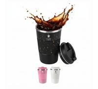 Elegant Coffee Stainless Steel Insulated Thermo Mug for Hot & Cold Coffee, 12.8 oz - Elegant Coffee Mug with Lid and Handle - Travel Coffee Mug - 100% Leak-Proof and Spill-Proof Thermo Mug (Black)
