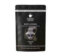 Elegant Coffee Wild Kopi Luwak Whole Bean Coffee 125g - Premium Indonesian Medium Roast Arabica Coffee Beans with Smooth Chocolate Notes and Low Bitterness - Rainforest Alliance Certified