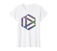 Elegant Colorful August Mobius Strip Shapes Mania Value Graphic T-Shirt, Women, White, L