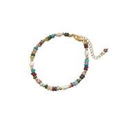 Elegant Colorful Beads Stone Necklace Ornament For Trendy Women Natural Pearls On A Gold Clavicle Chain Trendy Beaded Jewelry