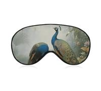 Elegant Colorful Peacock Sleep Mask for Women Men, Soft Eye Mask with Adjustable Strap for Sleeping, Light Blocking Travel Blindfold for Nap Comfortable Eye Cover for Home Office