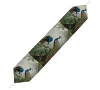 Elegant Colorful Peacock Table Runner for Dining Table, Short Plush Runners Washable & Durable Tablerunner Modern Home Decor for Wedding, Kitchen, Holiday 200*33cm