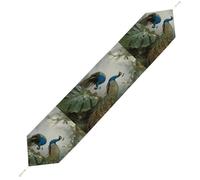 Elegant Colorful Peacock Table Runner for Dining Table, Short Plush Runners Washable & Durable Tablerunner Modern Home Decor for Wedding, Kitchen, Holiday 178*33cm