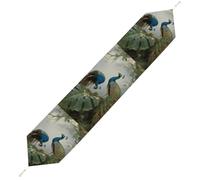 Elegant Colorful Peacock Table Runner for Dining Table, Short Plush Runners Washable & Durable Tablerunner Modern Home Decor for Wedding, Kitchen, Holiday 229*33cm