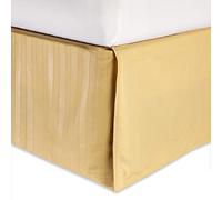 Elegant Comfort 1-Piece Striped Bed Skirt, 1500 Thread Count Egyptian Quality, Stylish Design, Pleated for a Clean Look- Easy Care, Wrinkle and Stain Resistant, Stripe, King, Gold