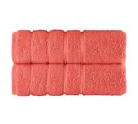 Elegant Comfort 100% Turkish Cotton 4 Lines Viscose Stripe Luxury 2 Pack Bath Towel Set 27 x 54 Inch - Super Soft and Highly Absorbent Premium Hotel Spa Quality Towels for Bathroom Use, Coral