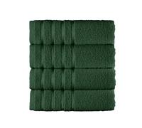 Elegant Comfort 100% Turkish Cotton 4 Lines Viscose Stripe Luxury 4 Pack Hand Towel Set - Ultra Absorbent and Soft 16 x 28 Inch Premium Hotel Spa Quality Towels for Everyday Bath Use, Hunter Green