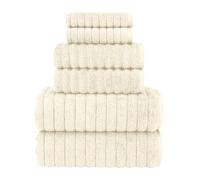 Elegant Comfort 100% Turkish Cotton Corduroy Ribbed Luxury Bath Towels 6-Piece Set, Premium Feel - Quick Dry, Highly Absorbent, Contains 2 Bath Towels, 2 Hand Towels, and 2 Washcloths, Ivory