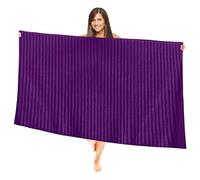 Elegant Comfort 100% Turkish Cotton Corduroy Ribbed Luxury Jumbo Bath Towel Ultra Soft - 35 x 70 Inch - Luxury Spa Premium Hotel Quality Highly Absorbent and Quick Dry Large Bath Towel, Purple