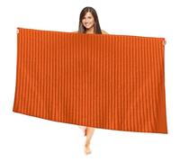Elegant Comfort 100% Turkish Cotton Corduroy Ribbed Luxury Jumbo Bath Towel Ultra Soft - 35 x 70 Inch - Luxury Spa Premium Hotel Quality Highly Absorbent and Quick Dry Large Bath Towel, Orange