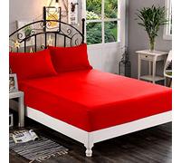 Elegant Comfort 1500 Premium Hotel Quality 1-Piece Fitted Sheet, Softest Quality Microfiber - Deep Pocket up to 16 inch, Wrinkle and Fade Resistant, Queen, Red