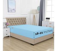 Elegant Comfort 1500 Premium Hotel Quality 18-21 Inches Deep - Extra Deep Pocket Single Fitted Sheet for High Mattress, Luxury and Softest, Smart Pocket - Wrinkle Free, King, Aqua Blue