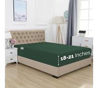 Elegant Comfort 1500 Premium Hotel Quality 18-21 Inches Deep - Extra Deep Pocket Single Fitted Sheet for High Mattress, Luxury and Softest, Smart Pocket - Wrinkle Free, Queen, Hunter Green