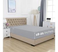 Elegant Comfort 1500 Premium Hotel Quality 18-21 Inches Deep - Extra Deep Pocket Single Fitted Sheet for High Mattress, Luxury and Softest, Smart Pocket - Wrinkle Free, Full, Silver