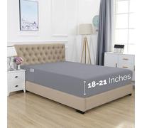 Elegant Comfort 1500 Premium Hotel Quality 18-21 Inches Deep - Extra Deep Pocket Single Fitted Sheet for High Mattress, Luxury and Softest, Smart Pocket - Wrinkle Free, King, Gray